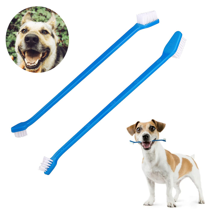 2 Pc Dog Cat Toothbrush Pet Dual Headed Dental Hygiene Clean Extra Soft Bristles