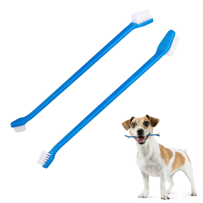 2 Pc Dog Cat Toothbrush Pet Dual Headed Dental Hygiene Clean Extra Soft Bristles