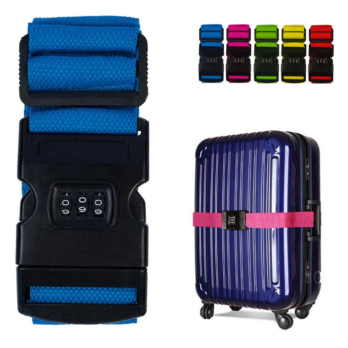 4 Pc Combination Lock Luggage Strap Packing Belt Suitcase Baggage Backpack Bag