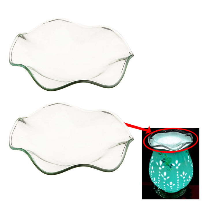 2 Pack Replacement Glass Dish Electric Lamps Oil Aromatherapy Tart Warmers 3.25"