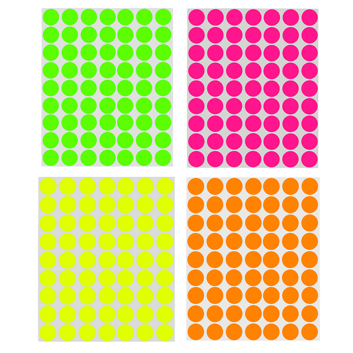 2016 Circle Dot Stickers 1 Inch Round Labels Bright Neon Color Coding 8 Pack Lot