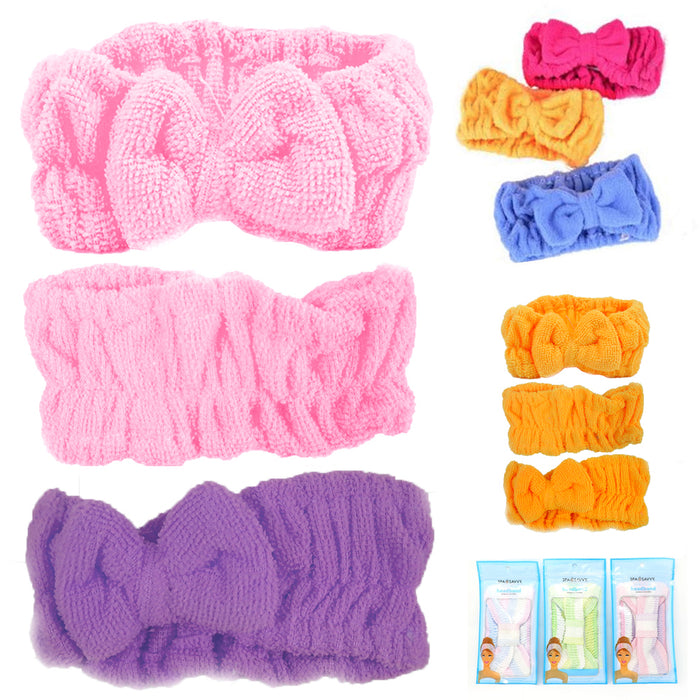 3 Pc Microfiber Shower Headband Wash face Bath Spa Hair Wrap Makeup Rest Bath