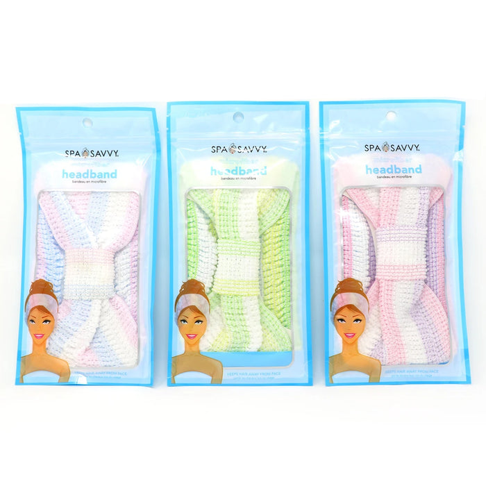 3 Pc Microfiber Shower Headband Wash face Bath Spa Hair Wrap Makeup Rest Bath