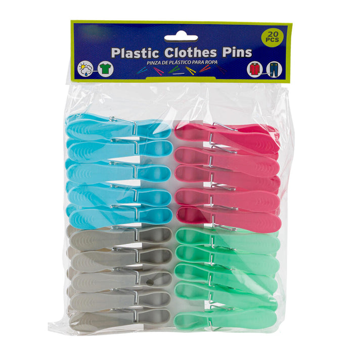 20 Clothespins Plastic Pegs Laundry Clothes Pins Hanging Clips Useful Heavy Duty