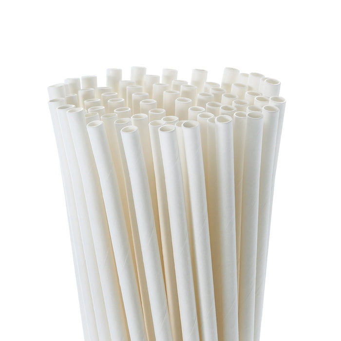 100 Pack White Paper Drinking Straws Wrapped Eco-Friendly Party Supplies Wedding