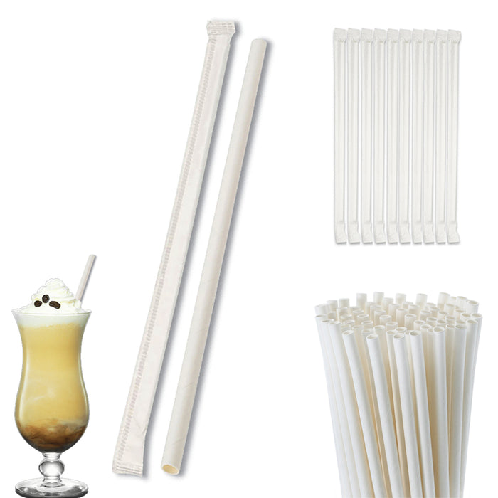 100 Pack White Paper Drinking Straws Wrapped Eco-Friendly Party Supplies Wedding