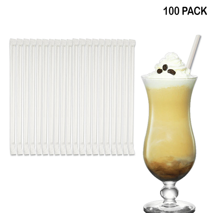 100 Pack White Paper Drinking Straws Wrapped Eco-Friendly Party Supplies Wedding