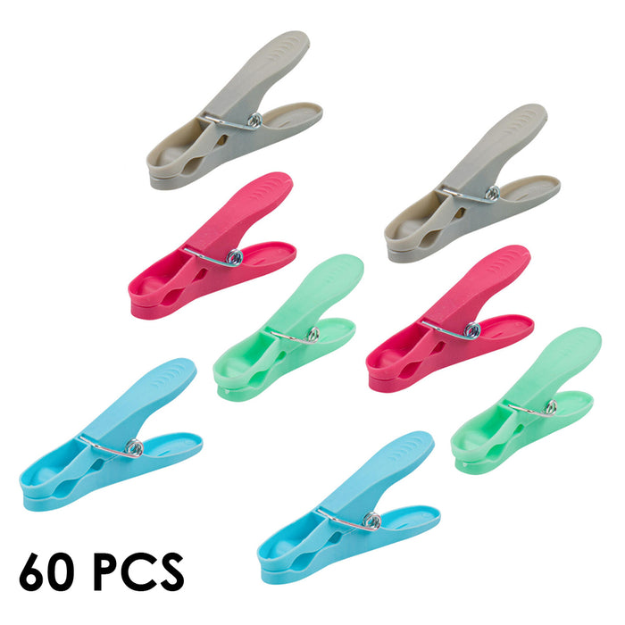 60 Plastic Clothespins Laundry Clothes Pins Clips with Spring Air Drying Hanging