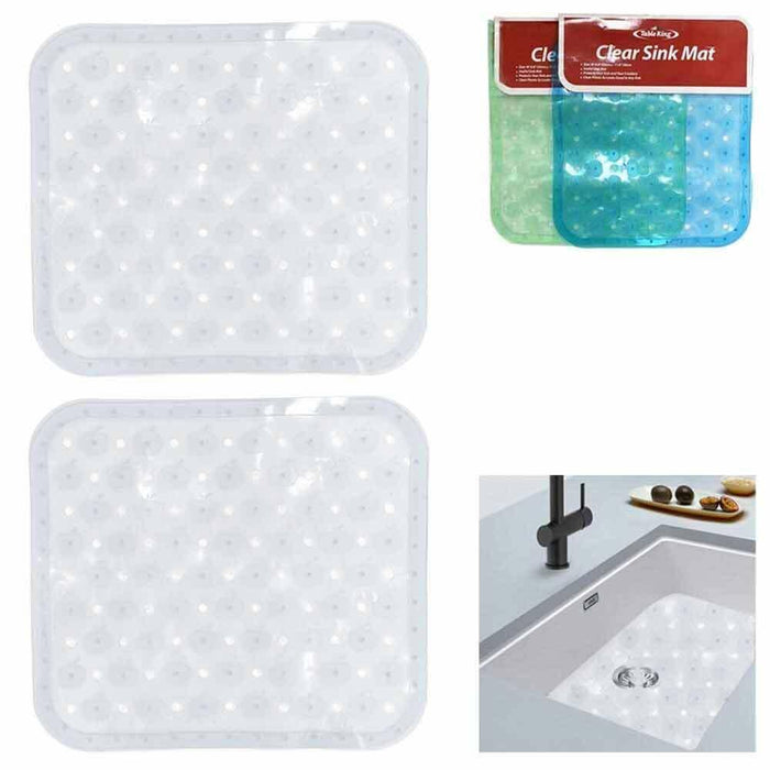 2 Pc Kitchen Sink Protector Mat Soft Plastic 10" X 12" Dish Rack Grid Drying Pad