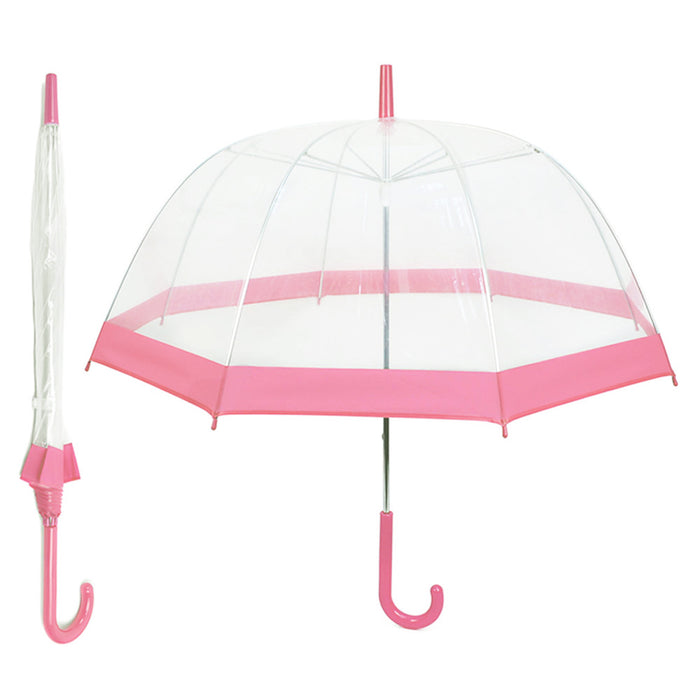 1 Clear Umbrella Transparent Dome Pink Trim Adult Rain Cover Bubble See Through