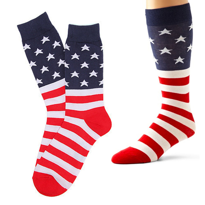 3 Pair American USA Flag Socks Funny Men Women 4th July  Star Flag One Size Gift