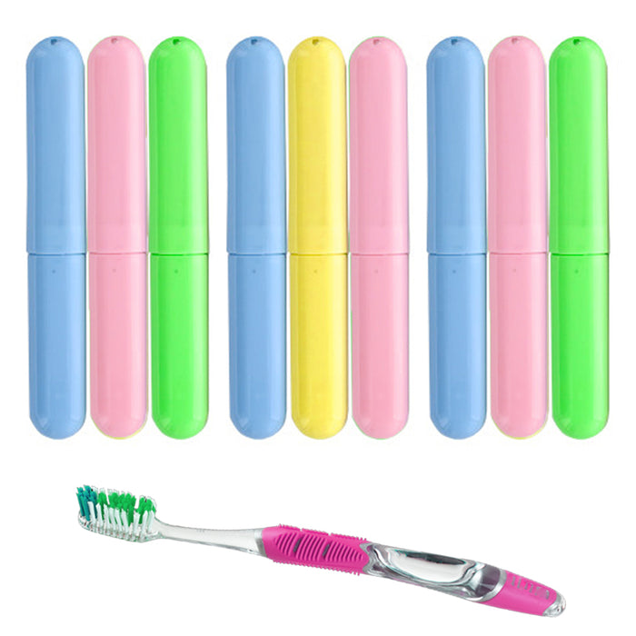 9 PCS Toothbrush Holder Travel Case Protector Cover Plastic Tube Multi Color Set