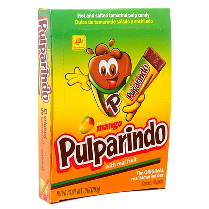 20 PC De la Rosa Pulparindo Mango Tamarind Pulp Candy Mexican Hot and Salted