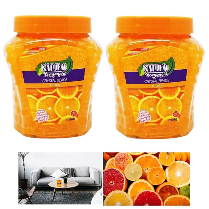 2 PC Citrus Crystal Beads Air Freshener Odor Eliminator Scented Beads Home Car