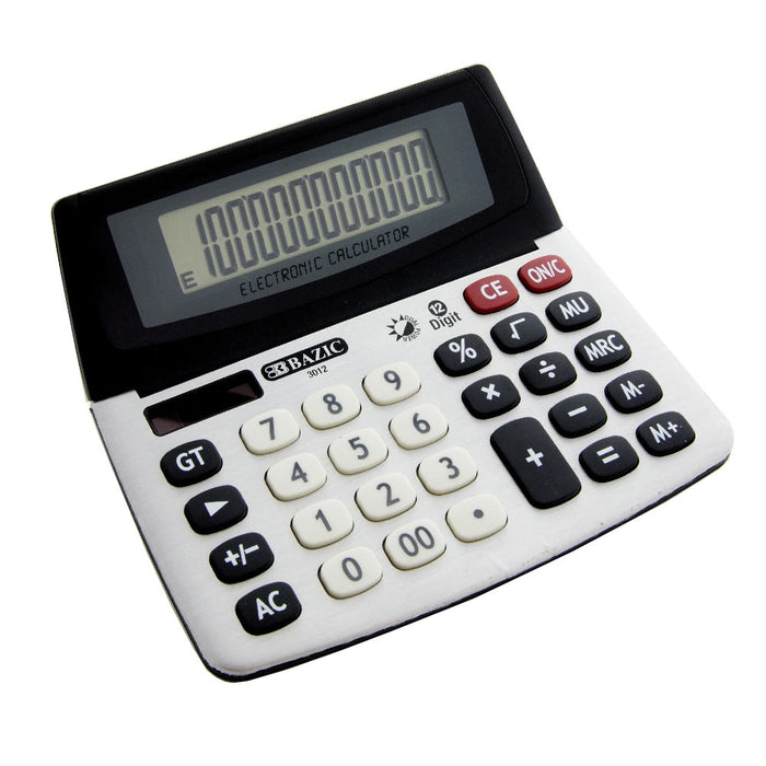 12 Digit Desktop Calculator Big Buttons Dual Power Solar Battery Large Display