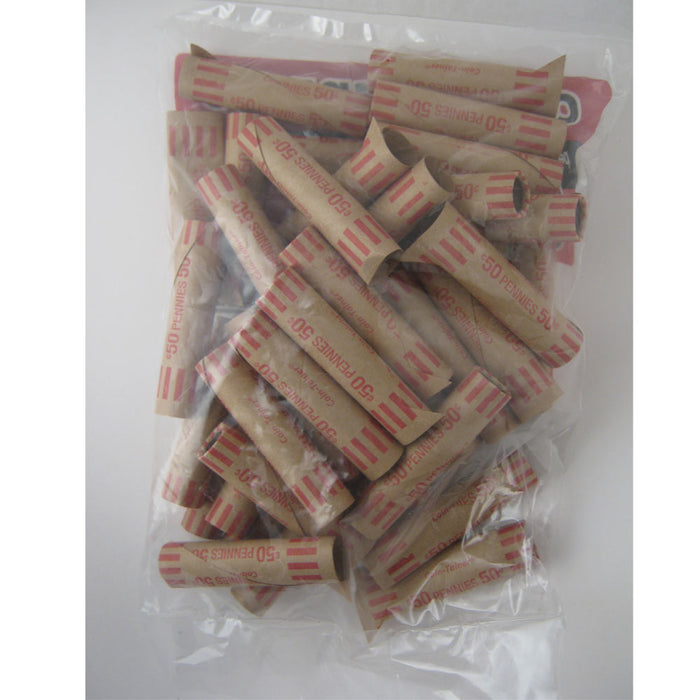 72 Preformed Penny Tubes Paper Coin Wrapper 1 Cent Pennies Roll Counter Shotgun