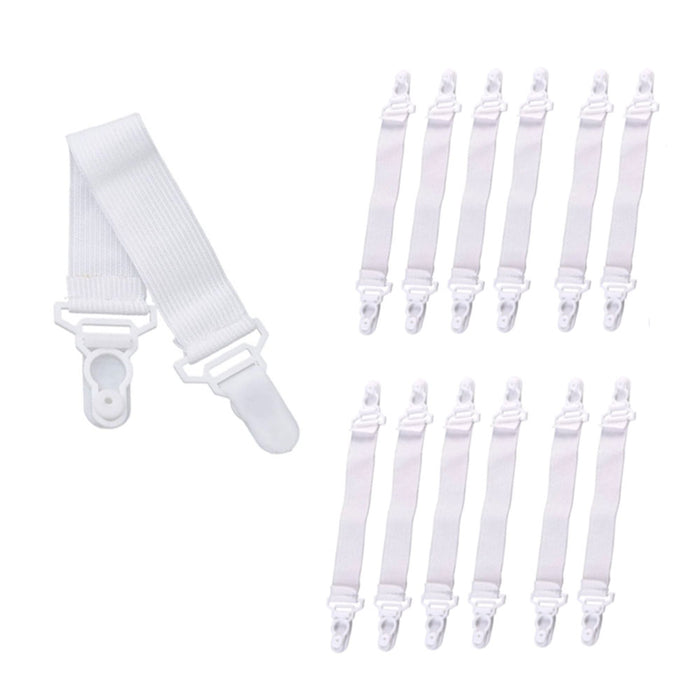 12 Pc Bed Sheet Grippers Set Cover Holders Metal Clasp Straps Clips Fasterners