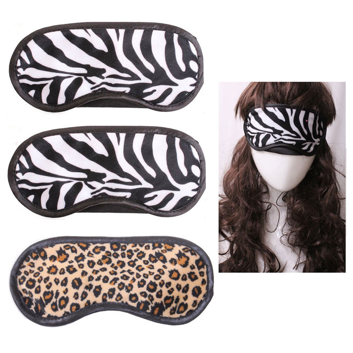 3 PC  Luxury Animal Print Sleeping Eye Mask Blindfold Shade Travel Sleep Aid Cover Rest Nap