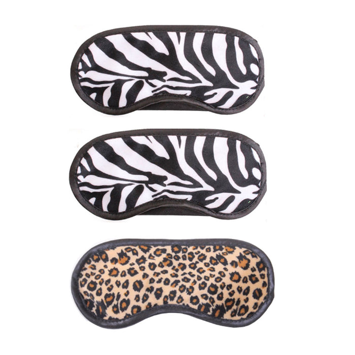 3 PC  Luxury Animal Print Sleeping Eye Mask Blindfold Shade Travel Sleep Aid Cover Rest Nap