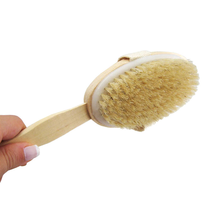 2 Back Body Shower Bath Brush Soft Natural Bristles Wood Long Handle Removable