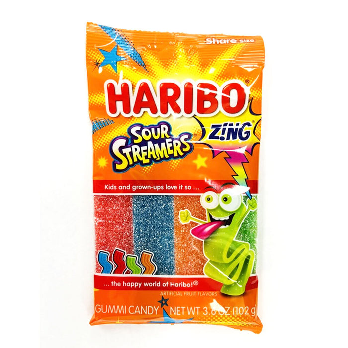 2 Bags Haribo Sour Streamers Gummies Gummy Chewy Candy Gummi Treat 3.6oz Each