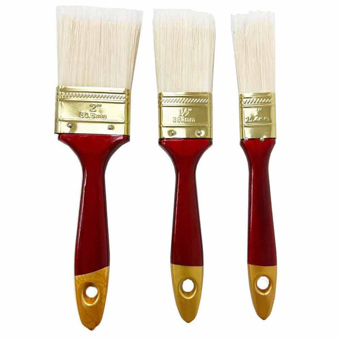 3 PC Paint Brush Set Home Decor Wall Polyester Bristles Multi Use  1" 1-1/2" 2"