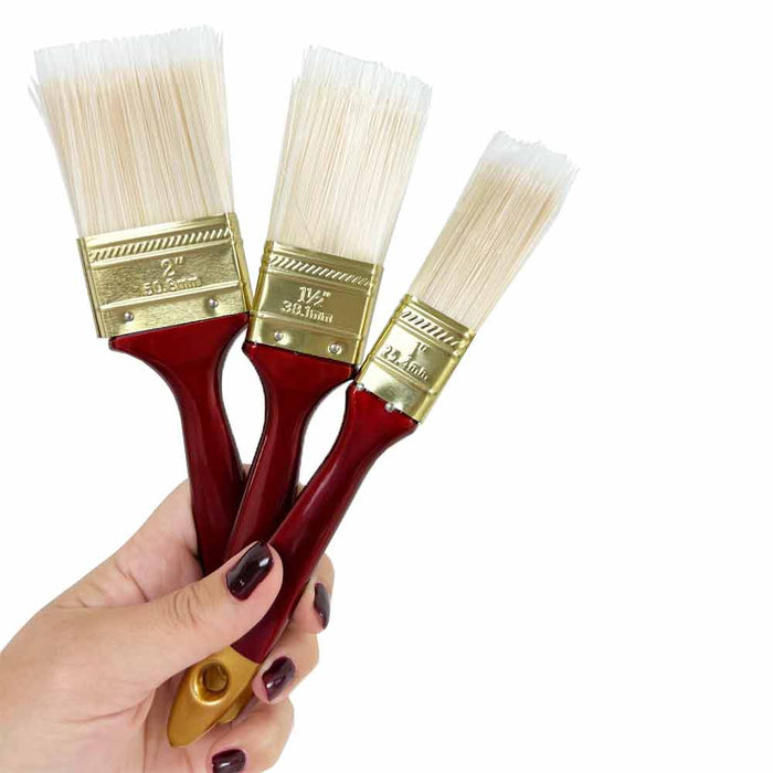 3 PC Paint Brush Set Home Decor Wall Polyester Bristles Multi Use  1" 1-1/2" 2"