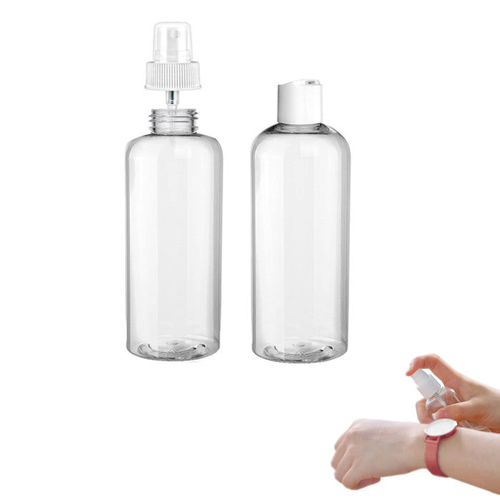 12PC Empty Plastic Clear Bottles 100ml Dispensing Cap Spray Mist Travel Size TSA