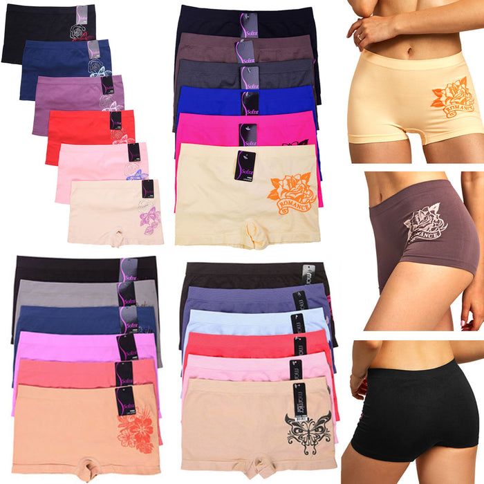 12 Seamless Boyshorts One Size High Waist Womens Underwear Panties Briefs Boxer