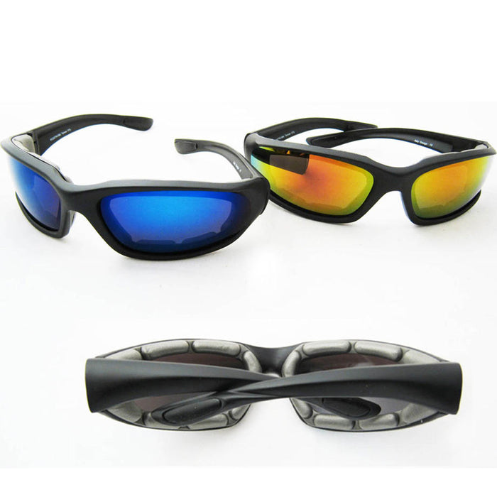 2 Pair Chopper Padded Wind Resistant Sunglasses Motorcycle Sports Riding Glasses