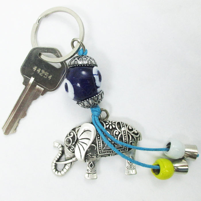 2 Lucky Elephant Pendant Keychain Key Chain Ring Evil Defend Gift Hamsa Evil Eye