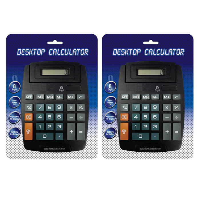 2 X Large Jumbo Calculator Big Button 8-Digit Desktop Math Display Solar Battery