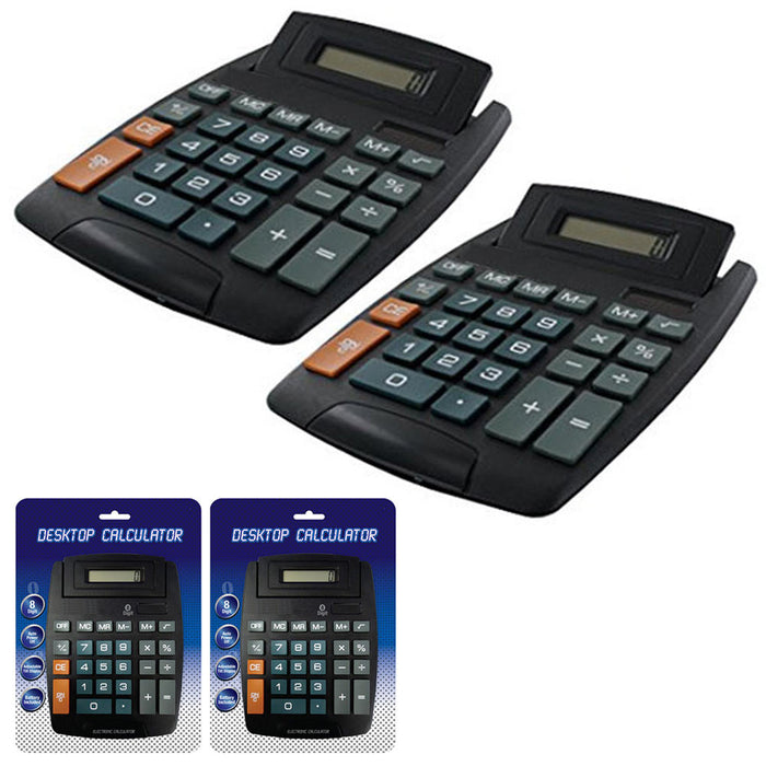 2 X Large Jumbo Calculator Big Button 8-Digit Desktop Math Display Solar Battery