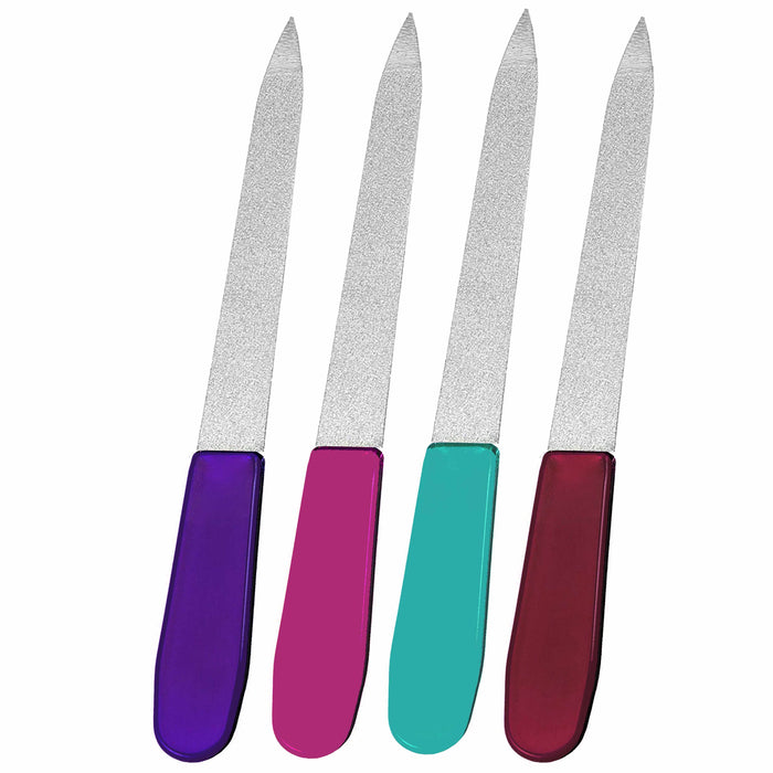 4 Pc Stainless Steel Sapphire Double Sided Nail Files Diamond Manicure Pedicure