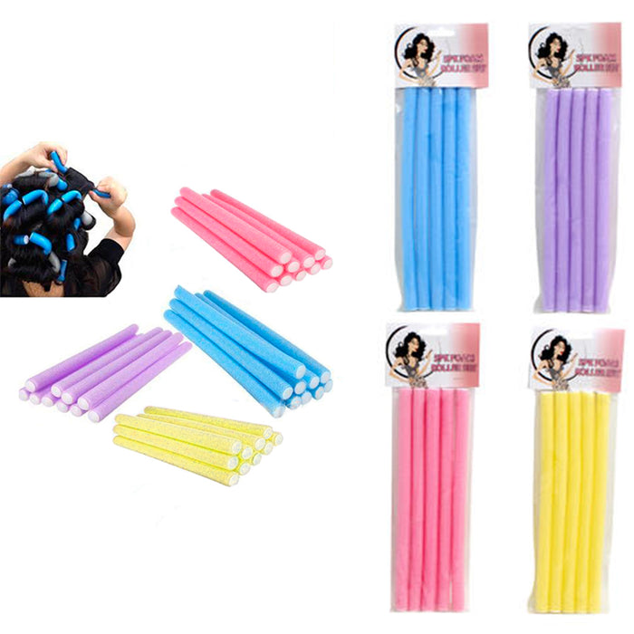 10 Pc Hair Curler Makers Soft Foam Rollers Bendy Twist Curls Tool DIY Styling !