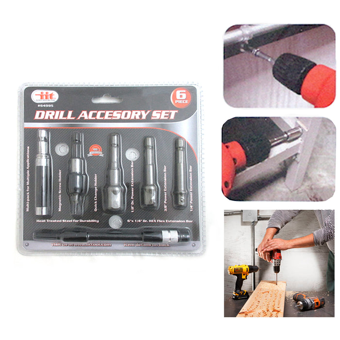 6 Drill Accessory Set Adapter Power Hex Extension Magnetic Screw Tool Kit