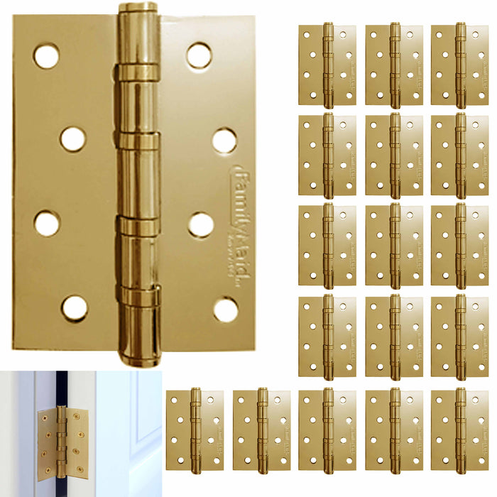 18 pc 4" Door Hinge Brass Heavy Duty Interior Exterior Square Corner Thick Hard