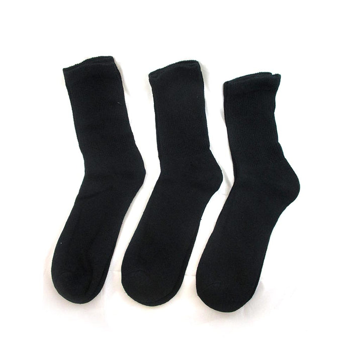 3 Pairs Diabetic Crew Circulation Socks Black Non Binding Loose Fit Men 10-13