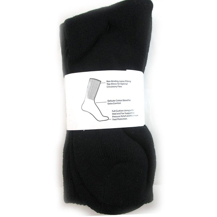 3 Pairs Diabetic Crew Circulation Socks Black Non Binding Loose Fit Men 10-13