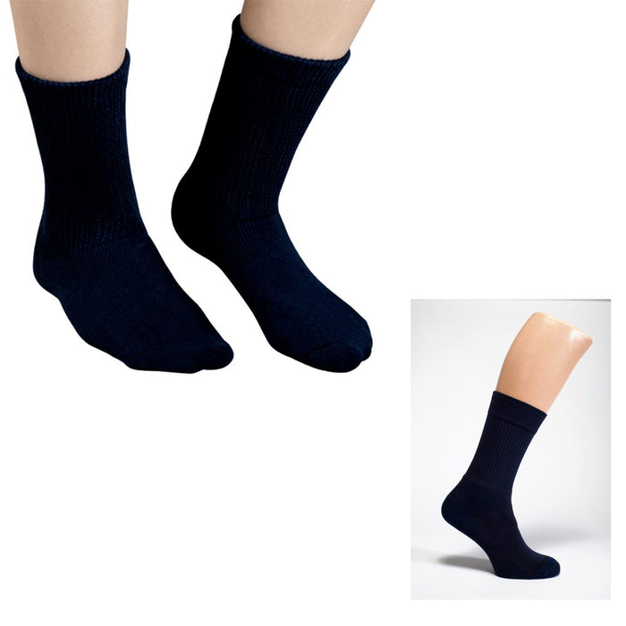 3 Pairs Diabetic Crew Circulation Socks Black Non Binding Loose Fit Men 10-13