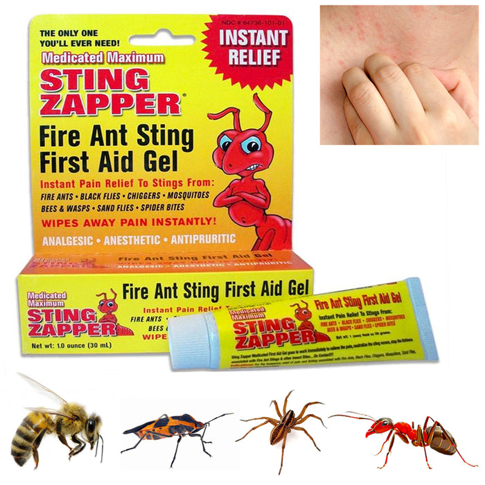 Medicated Gel Fire Ant Bugs Bite First Aid Sting Zapper Treatment Instant Relief