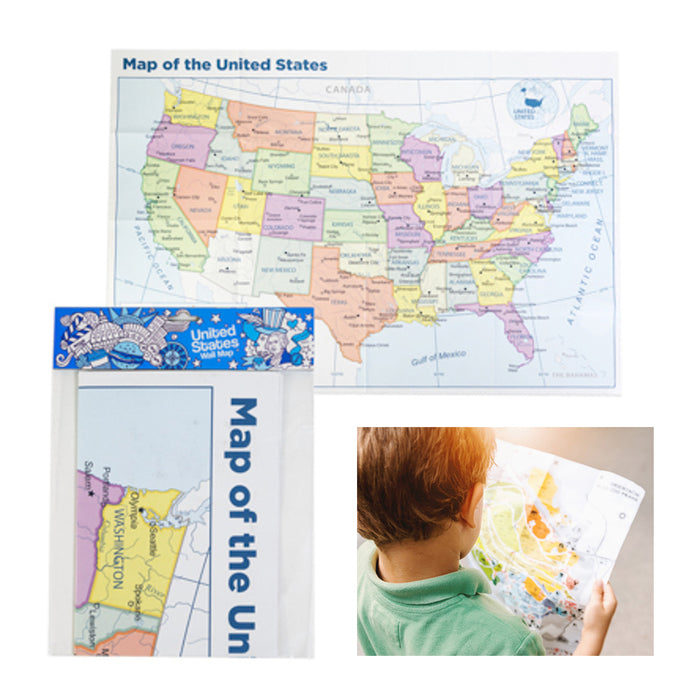 United States Map US USA Wall Map Poster Mural Classic 39.5"x27.5" Kids Learning