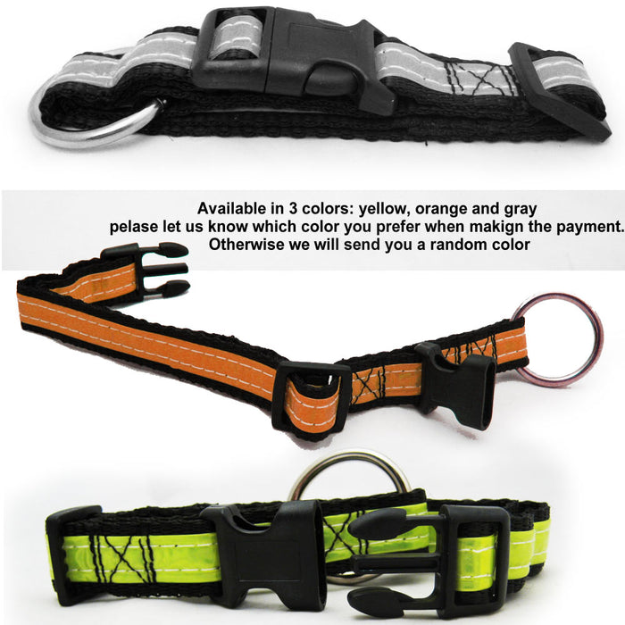 Cat Dog Puppy Nylon REFLECTIVE Collar Pet Adjustable Neck Brite 14 - 22 NEW