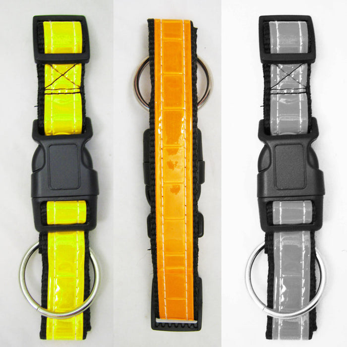 1 Reflective Dog Collar Nylon Adjustable Puppy Mesh Night Reflector Size 18-27