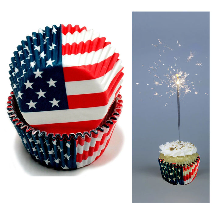 200 X American Flag Cupcake Liners Wrapper Cake Muffin Baking Cups Party Dessert