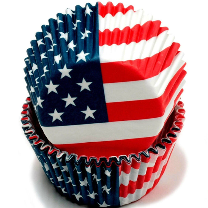 200 X American Flag Cupcake Liners Wrapper Cake Muffin Baking Cups Party Dessert