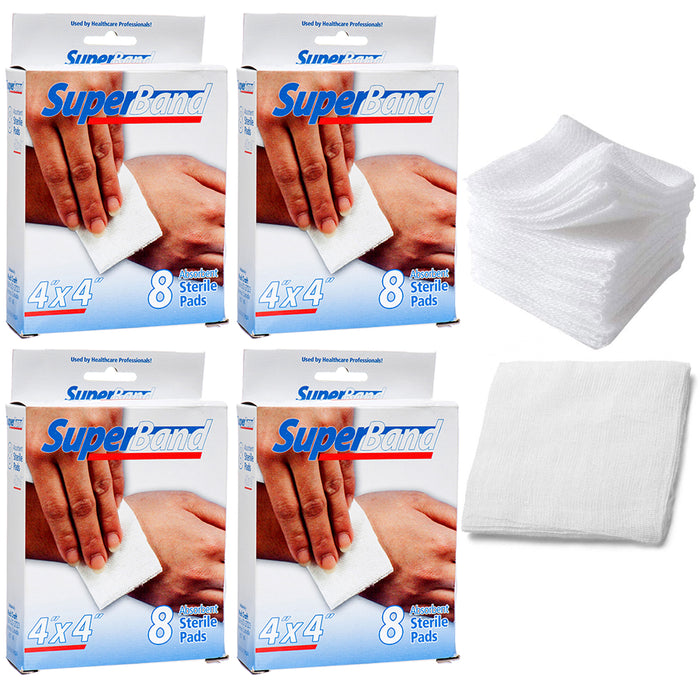 32 Pc Surgical Sponge Sterile Pads Gauze Bandage Dressing Non Woven 4 x 4 Inch