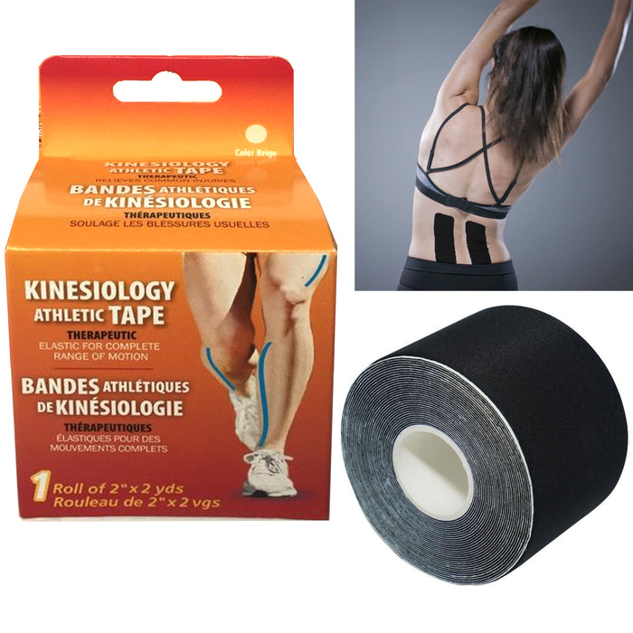 2 Rolls Athletic Tape Kinesiology Sports Adhesive Elastic Bandage Therapy 2yds