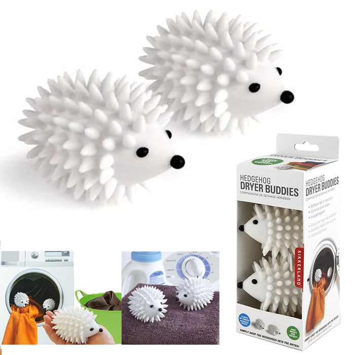 2 Kikkerland Hedgehog Dryer Buddies Ball Reusable Clothes Fabric Fabric Softener