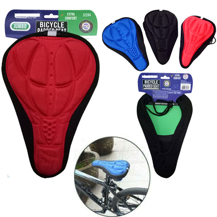 2 Padded Bike Seat Bicycle Cover Extra Comfortable Durable Cushion Soft Saddle